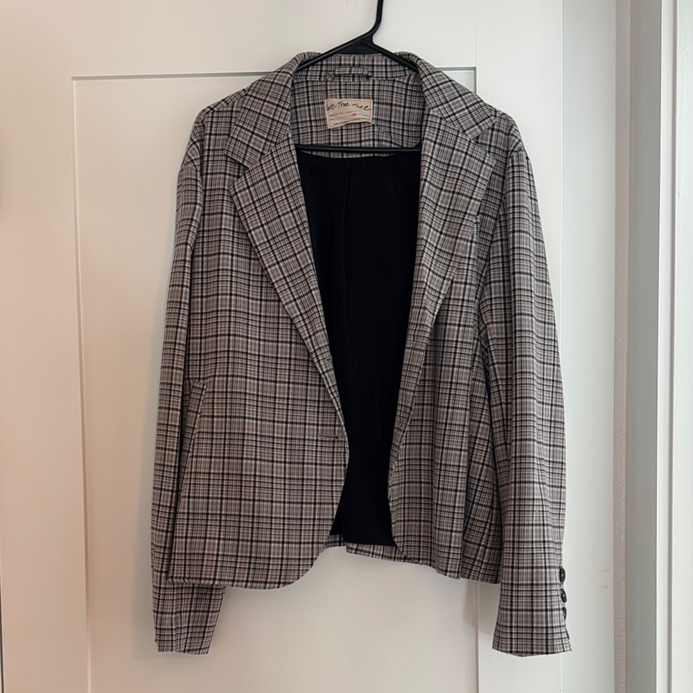 Free people Women's Gray Plaid Blazer